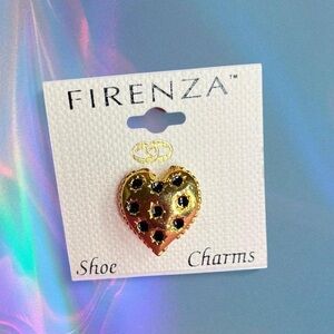 Vintage Firenza shoe charm gold tone and black heart